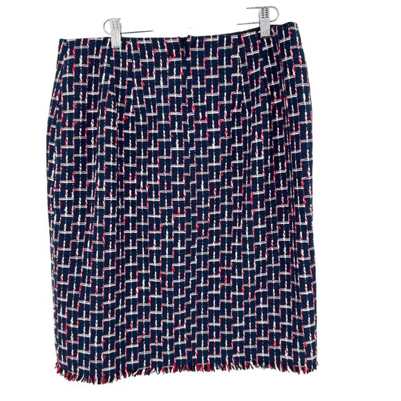 Talbots Office Pencil Skirt Size 12 NWT Navy Faux Wrap Cotton Blend Academia - Picture 2 of 7